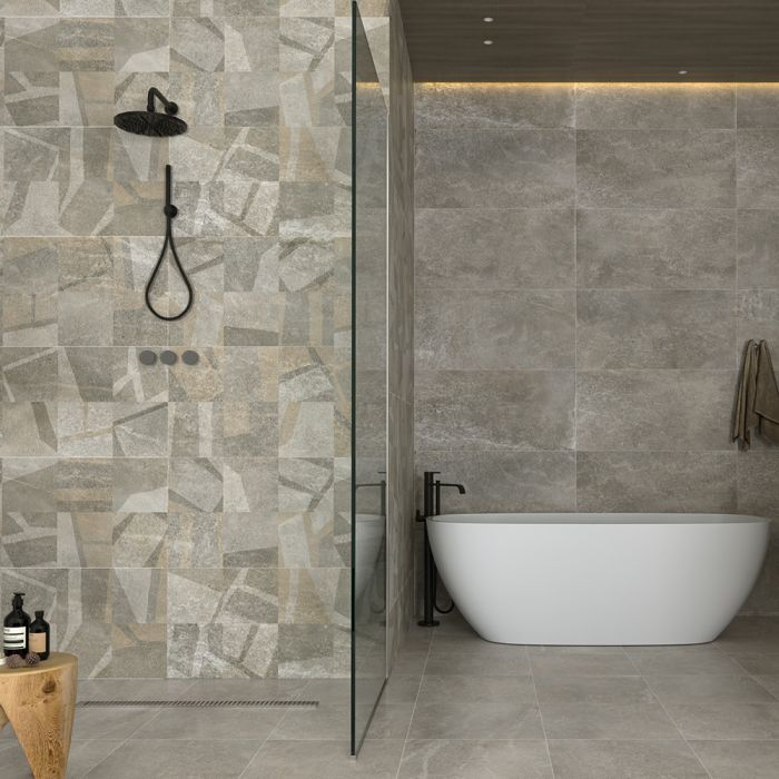 بلاط أرضيات 40×80×1.0 سم - بيج ورمادي 