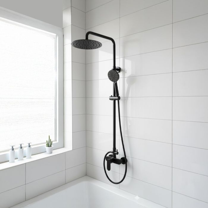 طقم دش استحمام سكانو أوركس - أسود مطفي 