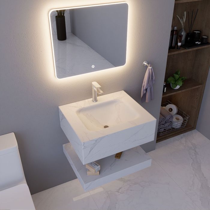 مغسلة معلقة مع رف سفلي ومرآة أوركس - أنوفا 