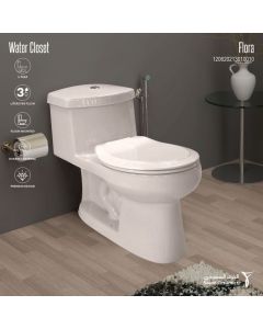 FLORA Water Closet 3L With Flushing Mech & Seat Cover (SCK4) - WHITE
