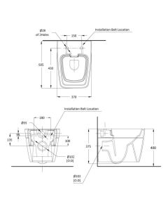 كرسي دورة مياه معلق  موديل أ - رمادي مطفي  