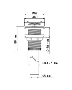 Wash Basin Waste 1-1/4"- CHROME