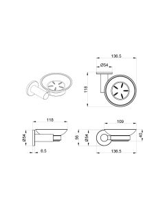 مجموعة اكسسوارات الحمام (6 قطع) - رمادي