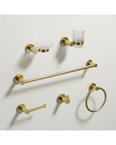 مجموعة اكسسوارات الحمام (6 قطع) - ذهبي 