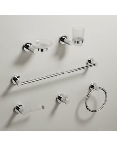 مجموعة اكسسوارات الحمام (6 قطع) - كروم 