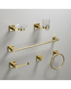 مجموعة اكسسوارات الحمام (6 قطع) - ذهبي 