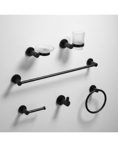 مجموعة اكسسوارات الحمام (6 قطع) - أسود