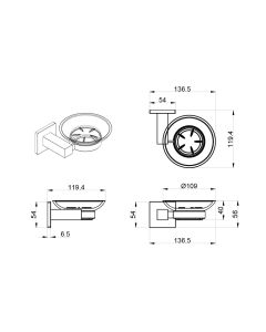 مجموعة اكسسوارات الحمام (6 قطع) - كروم