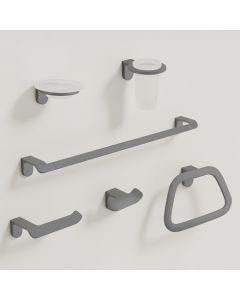 مجموعة اكسسوارات الحمام (6 قطع) - رمادي