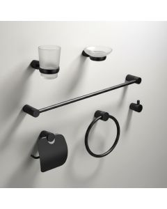 مجموعة اكسسوارات الحمام (6 قطع) - أسود مطفي