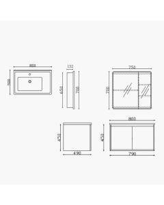 خزانة حمام معلقة مع مغسلة ومرآة - فريش فلو 