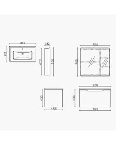 خزانة حمام معلقة مع مغسلة ومرآة - بيور