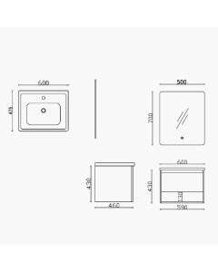 خزانة حمام معلقة مع مغسلة ومرآة - سيرين