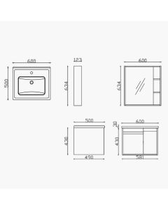 خزانة حمام معلقة مع مغسلة ومرآة - أكوا