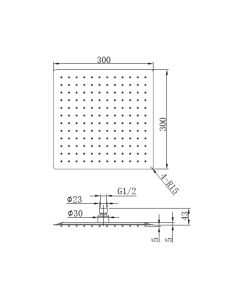 Shower head ceiling SQUARE Gold - Saudi Ceramics 