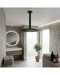 Shower Arm Ceiling Mounted Round - Matt Black