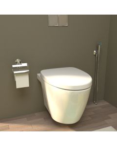 MODEL-B Wall Hung Water Closet 3L, Flush Value Back Inlet With Seat Cover, Off White - ORYX