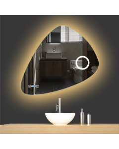 مرآة حمام بشكل هندسي مع إضاءة ليد 90×90 سم 