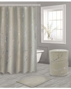 Shower Curtain Set, Floor Mat, Laundry Basket - QIWEN-117